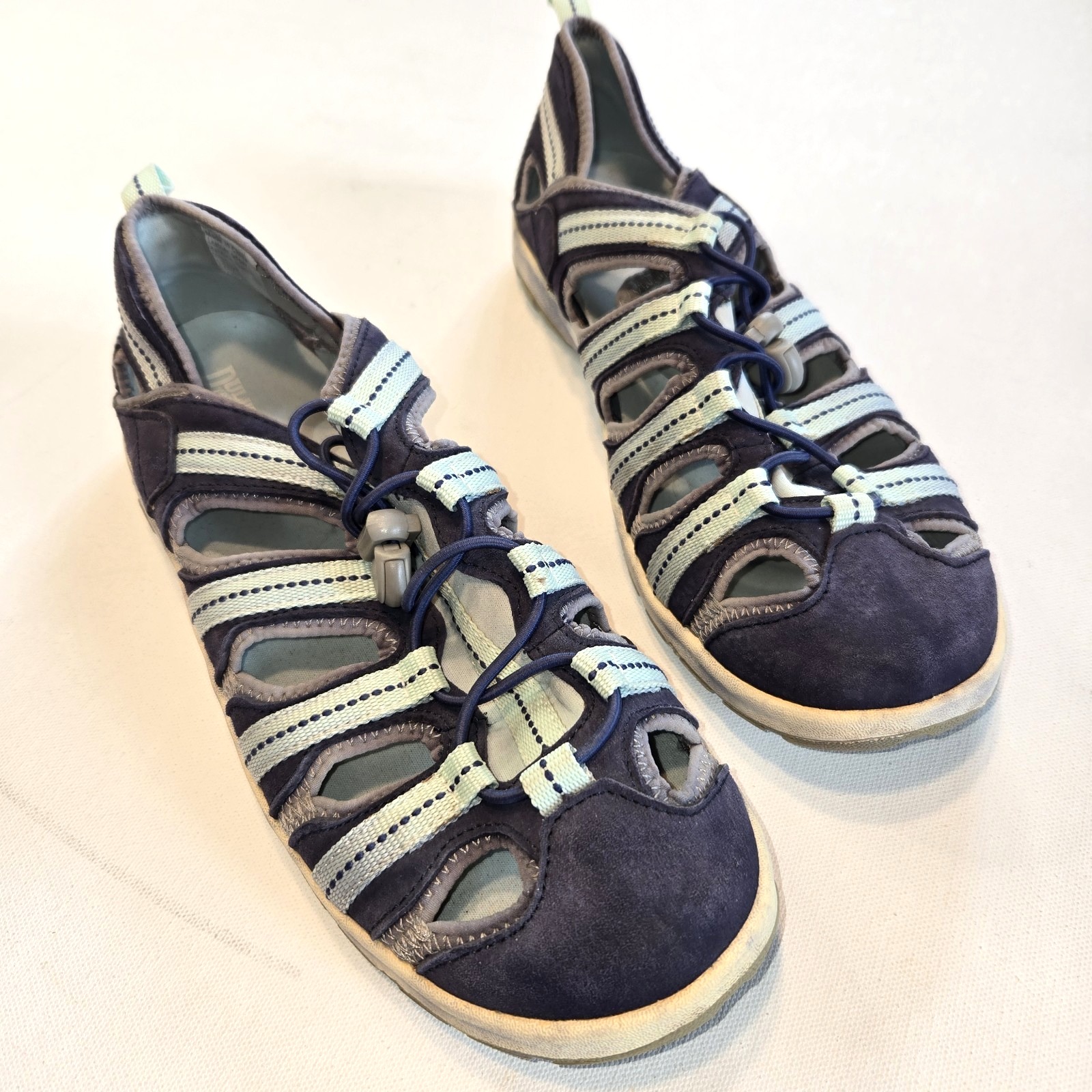 Duluth Trading Co. Women's Leather Blue Gray Sports Hiking Sandals Size 9.5